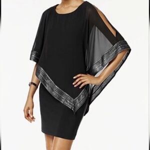 SL Fashion METALLIC Trim Capelet Sheath Dress.